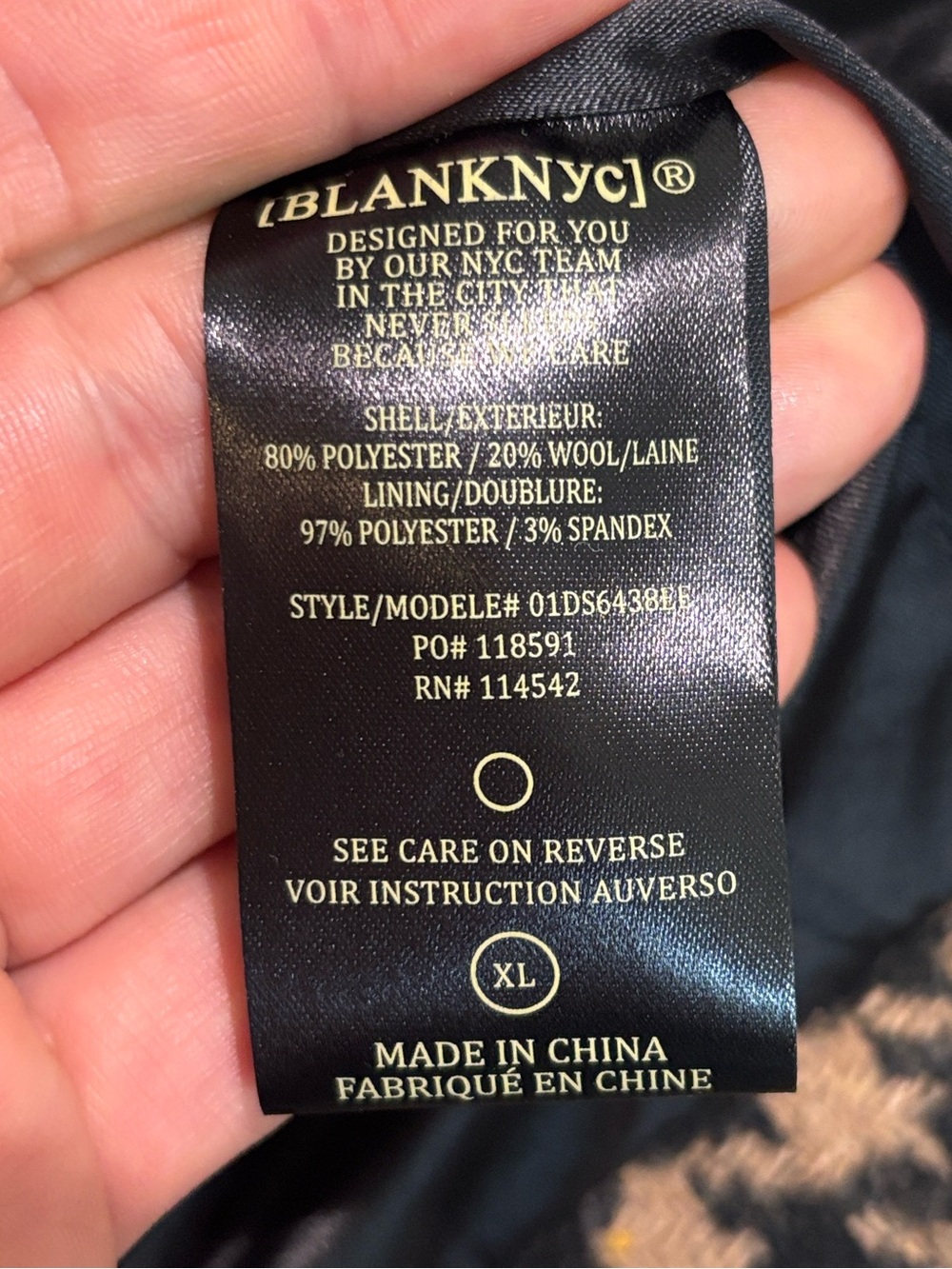 Blank NYC Black & Tan Houndstooth Double-Breasted Wool-blend Blazer Size XL - Picture 4 of 8